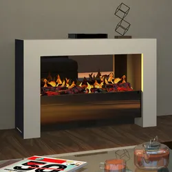 muenkel design bridge XL [moderner Opti-myst Design Elektrokamin]: weiß (warm) - Mit Heizung - Schwarz, spiegelnd