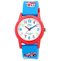 Q&Q VR99J004Y 100 mm Kunststoffgehäuse Blau Analoguhr Silikonarmband Blau