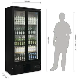 Polar Refrigeration Polar Serie G Getränkekühlschrank 490 l 2 Schiebetüren 900 mm hoch Schwarz