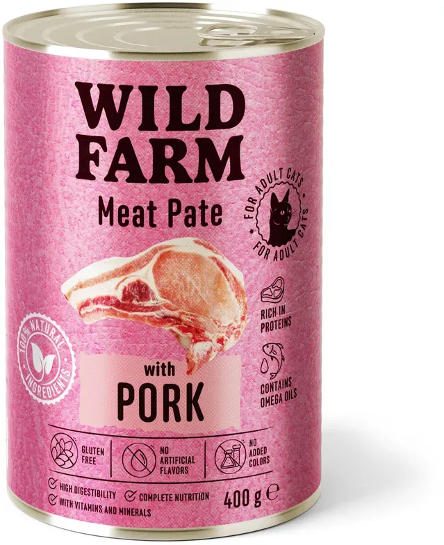 WILD FARM Pastete Schweinefleisch 400g - glutenfreies Katzenfutter