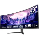 LXZ 49 Zoll Curved Gaming Monitor 165 Hz, 5120 x 1440P DQHD Ultrawide Curved Monitor, 1500R 32:9 Computer Monitor with FreeSync&G-Sync, Height-Adjustable, HDMI 2.1 & DP 1.4, VESA 75 x 75 mm