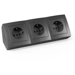 Steckdosenblock McPower ''Flair'' 250V~/16A, Aufbau, Anthrazit, 3-fach Steckdose