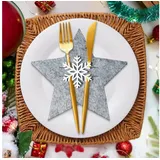 luxuskollektion Weihnachten Filz Stern Grau 12 Stück Tischdeko