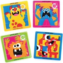 Baker Ross AX269 Monster-Schiebepuzzles für Kinder-Partytüten und kleine Spielzeuge für Kinder, 6 Stück