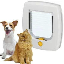 Ferplast Katzenklappe, Hundeklappe, Katzentür für glasscheiben, Pendeltür für Katzen und Kleine Hunde, 4-wege steuerbarer Ein- und Ausgang, Teiltunnel, SWING 3 Haustierklappe, Weiß