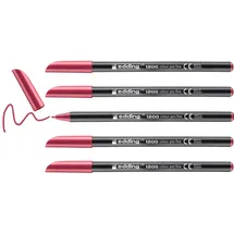 edding e-1200 5 Filzstifte mit Rundspitze 0,5 bis 1 mm, karmin-rot