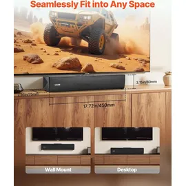 Vevor Soundbar für Smart TV, 2.0-Kanal, 450 mm kompakte TV-Lautsprecher für Projektor, Bluetooth-AUX-Anschluss, Fernbedienung, 80-W-Surround-Soun...