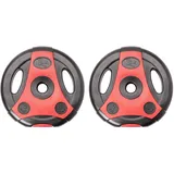 Bad Company K-Grip Hantelscheiben mit Griffen I Kunststoff ummantelte Gewichte 30/31 mm I 2 x 5 kg (schwarz/rot)