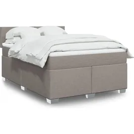 vidaXL Boxspringbett mit Matratze Taupe 140x200 cm Stoff
