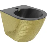 Mexen Lena Wandmontiertes Bidet, schwarz matt/Goldmuster Fischschuppen - 35224878