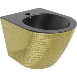 Mexen Lena Wandmontiertes Bidet, schwarz matt/Goldmuster Fischschuppen - 35224878