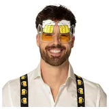 Boland 2505 - Partybrille Anton, Weiß/Gelb, Erwachsenen, Zubehör, Oktoberfest, Bierfest, Mottoparty, Karneval