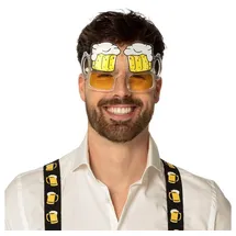 Boland 2505 - Partybrille Anton, Weiß/Gelb, Erwachsenen, Zubehör, Oktoberfest, Bierfest, Mottoparty, Karneval