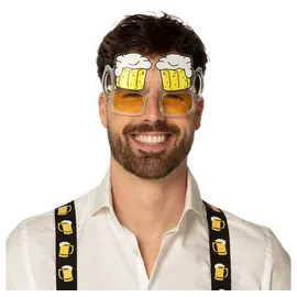 Boland 2505 - Partybrille Anton, Weiß/Gelb, Erwachsenen, Zubehör, Oktoberfest, Bierfest, Mottoparty, Karneval