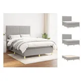 vidaXL Boxspringbett mit Matratze Hellgrau 140x190 cm Stoff