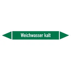 Rohrleitungskennzeichen Weichwasser kalt - 270x37 mm Folie selbstklebend