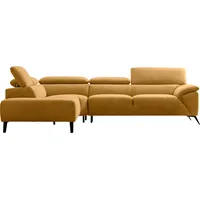 Nicoletti Home Ecksofa, Breite 287 cm, verstellbare Kopfstütze, Ottomane links oder rechts gelb