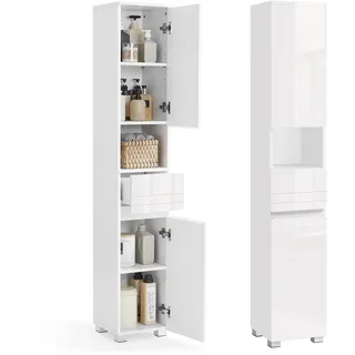 VASAGLE Badezimmerschrank, 30 x 30 x 170 cm, mit verstellbaren Ablagen,