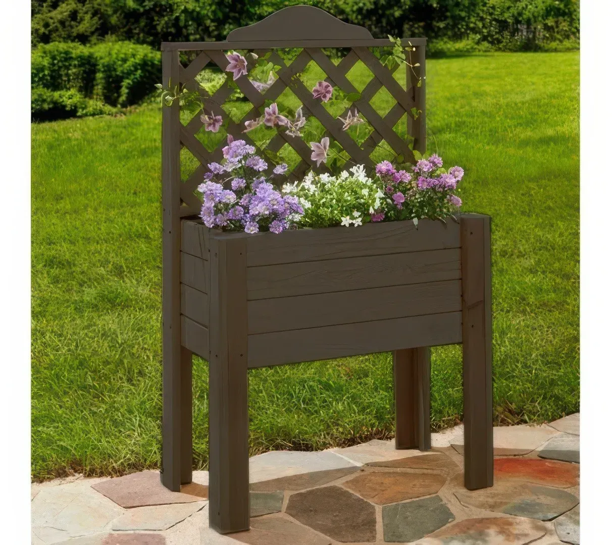 Balkon Hochbeet Zürich - 60 x 30 x 100 cm - Farbe: Anthrazit - Balkon Hochbeet aus imprägniertem Kiefernholz - FSC zertifiziert