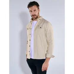 emilio adani Herren Langarm-Hemd regular Beige uni Kent-Kragen - L