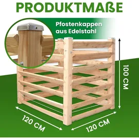 Gartenwelt Riegelsberger Moderner Komposter aus Lärchenholz Massivholz Steckkomposter Kompostsilo Holzkomposter : 100 cm : Single ca. 120x120 cm
