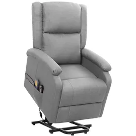 vidaXL Massagesessel mit Aufstehhilfe Polyester 89 x 103,5 x 89 cm Hellgrau elektrisch