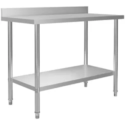 DELUKE® Edelstahl Arbeitstisch KUGO 120x60x93cm mit Aufkantung, Edelstahl Gastro-Arbeitstisch Arbeitsfläche Gastro-Küchentisch Küchen-Arbeitstisch