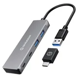 GRAUGEAR G-HUB2A2C-AC 4 Port USB 3.2 Gen 1-Hub (USB 3.0) Silber