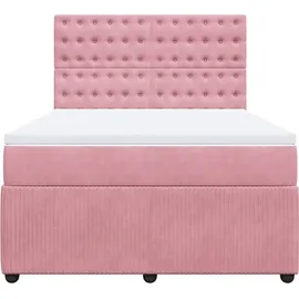 vidaXL Boxspringbett mit Matratze Rosa 140x200 cm Samt