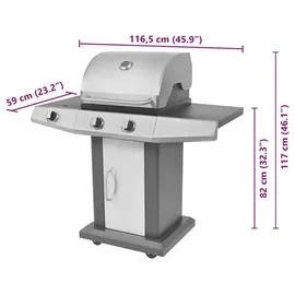 vidaXL Gasgrill BBQ 2+1 schwarz/silber