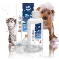 ICF | Ermidra Hundeshampoo zur Linderung von juckender Haut | Sprödes Fell entwirren | Entfernt schlechte Gerüche | Hundeshampoo und Conditioner für Haustiere mit empfindlicher Haut 250 ml