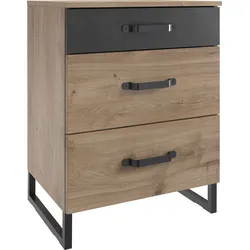 Nachtkommode WIMEX "Detroit by fresh to go", beige (plankeneichefarben, raw steel), B:54cm H:70cm T:41cm, Sideboards