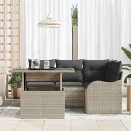vidaXL Garten-Lounge-Set 5-tlg. hellgrau Polyrattan