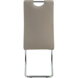 Hela Tische 2er Set Schwingstuhl, Küchenstuhl Flora, Kunstleder Cappuccino, Griffmulde, Metallgestell verchromt, 42x57x98 cm