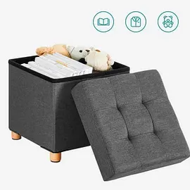 Songmics Sitzhocker mit Stauraum Baumwolle 38 x 38 x 38 cm Grau
