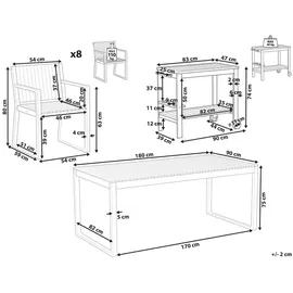Beliani Gartenmöbel-Set, Hellbraun, Holz, Gartenmöbel, Gartenmöbel-Sets