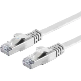 S-Impuls RJ45 Flachkabel m. Cat 7 Rohkabel slim weiß 10m