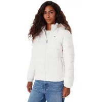 Tommy Hilfiger Tommy Jeans Damen Pufferjacke Basic Hooded Down Jacket mit Kapuze, Weiß (Ecru), S - S