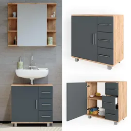 Vicco Waschbeckenunterschrank Ilias 60 x 60,8 cm Braun
