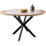 Design Esstisch rund GO-111 ausziehbar Tisch Esszimmer 100x100x75 cm - Naturbelassen