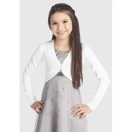 Kidsworld Bolero "Strick-Bolerojacke", Mädchen, Gr. 164/170, weiß, Feinstrick, Obermaterial: 100% Baumwolle, unifarben, schmal kurz, V-Ausschnitt, Strickkante, Strickjacken Bolero, aus weichem Feinstrick