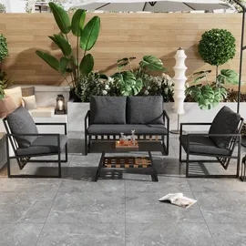 stilvora Gartenlounge Set 4-tlg. Schwarz
