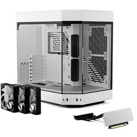 HYTE Y60 Snow White Zweikammer ATX Midi Tower Gehäuse weiß, Seitenfenster