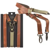 Sir Redman Hosenträger Leder mit Karabinerhaken "Work" Holländer Y-Form, 25mm Trägerbreite, 120cm lang, für Herren braun