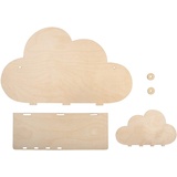 Rayher Holzbausatz Regal Wolke, natur, 35x10x21cm, 5-teiliger Bausatz, Kinderregal aus Holz, zum Bemalen, 62975505
