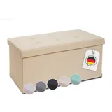 Blumtal Sitzbank mit Stauraum + extra Box - Truhenbank mit Stauraum 76x38x38 cm - Sitztruhe mit Stauraum - Bequemer Hocker mit Stauraum - Aufbewahrungsboxen - Sitzbank klein - bequeme Sitzbox in Beige