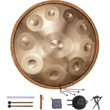 Vevor Handpan, 55 cm, 10 Noten, D-Moll-Handtrommel, Drum-Instrument mit Schlägeln, 432-Hz-Handpan-Ständer & Tragetasche, Heilende Klangtrommel aus Stahl, Schlaginstrumente für Erwachsene & Anfänger