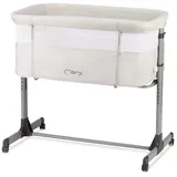 MOMI REVO – 2-in-1 Beistellbett & Babybett, höhenverstellbar mit Neigungsverstellung, inkl. Matratze, Spielzeug & Moskitonetz – Hellgrau - Hellgrau/Grau