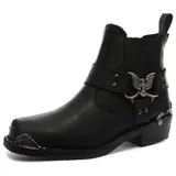 Grinders Herren Adler Niedrig Cowboy Schwarz Motorradfahrer Leder Westernstiefel 43 - 43 EU