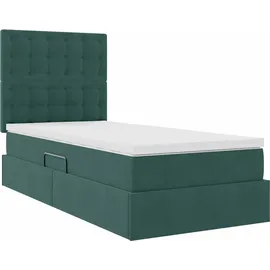 vidaXL Bett mit Stauraum und LED mit LED Dunkelgrün 90 x 200 cm Samt